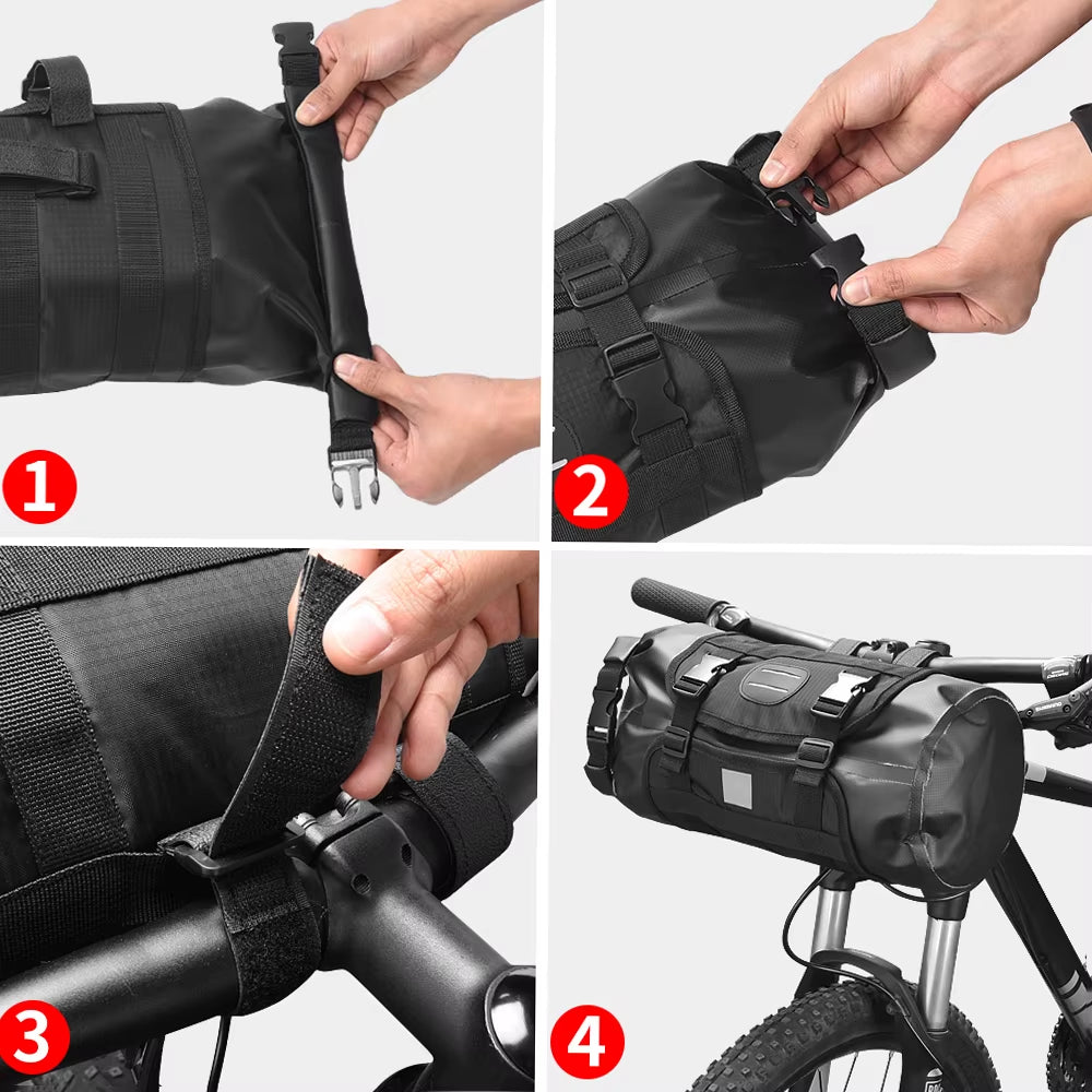 Large Capacity Waterproof Bike Handlebar Bag Front Bicycle Dry Pack Cycle Front Storage Bag for Road Bike MTB Mountain Bike