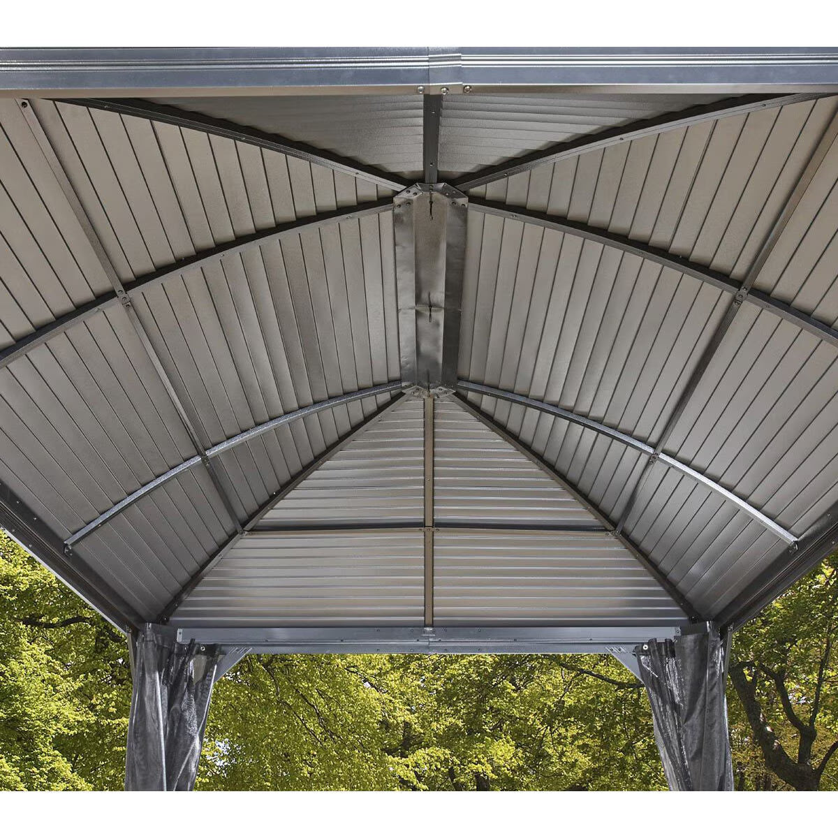 Moreno 10Ft X 16Ft (2.89 X 4.74M) Aluminium Frame Sun Shelter with Galvanised Steel Roof + Insect Netting