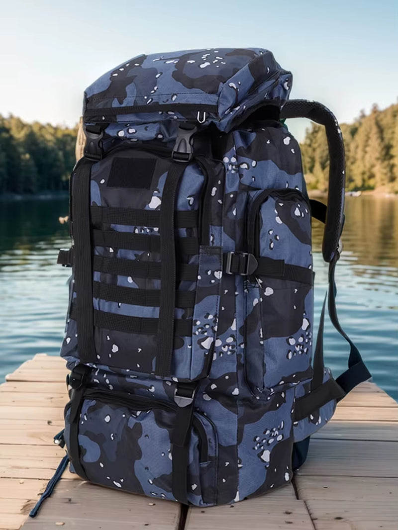 80L Mountaineering Backpack 600D Oxford Cloth Climbing Backpack Wear-Resistant Mountain Climbing Rucksack for Outdoor Sports