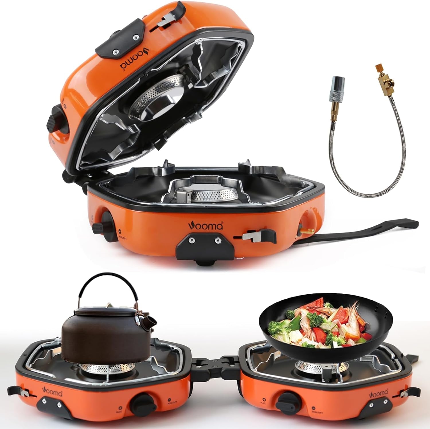2 Burner Camping Stove Gas Portable, Foldable Camping Gas Stove with 17000 BTU Adjustable Burners & Piezo Ignition, Gas Stove Camping for Camping, BBQ, Emergency Cooking Stove