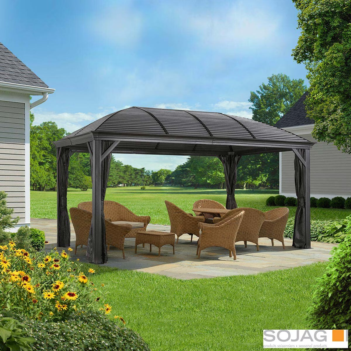 Moreno 10Ft X 16Ft (2.89 X 4.74M) Aluminium Frame Sun Shelter with Galvanised Steel Roof + Insect Netting