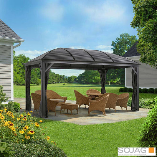 Moreno 10Ft X 16Ft (2.89 X 4.74M) Aluminium Frame Sun Shelter with Galvanised Steel Roof + Insect Netting