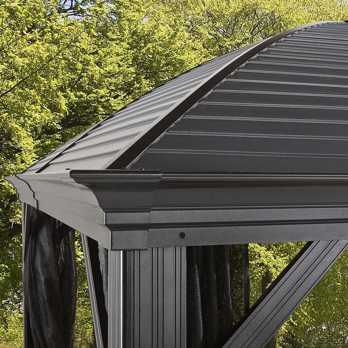 Moreno 10Ft X 16Ft (2.89 X 4.74M) Aluminium Frame Sun Shelter with Galvanised Steel Roof + Insect Netting