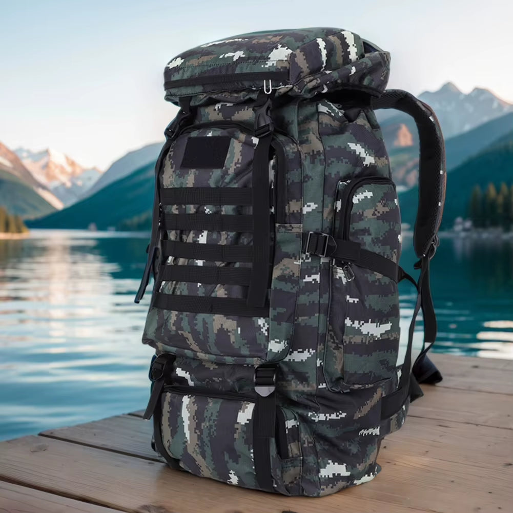 80L Mountaineering Backpack 600D Oxford Cloth Climbing Backpack Wear-Resistant Mountain Climbing Rucksack for Outdoor Sports