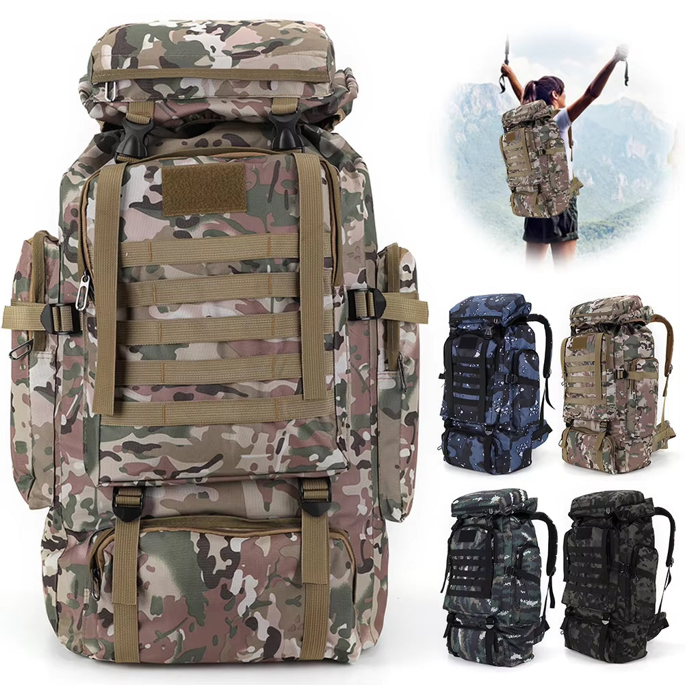 80L Mountaineering Backpack 600D Oxford Cloth Climbing Backpack Wear-Resistant Mountain Climbing Rucksack for Outdoor Sports
