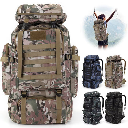 80L Mountaineering Backpack 600D Oxford Cloth Climbing Backpack Wear-Resistant Mountain Climbing Rucksack for Outdoor Sports